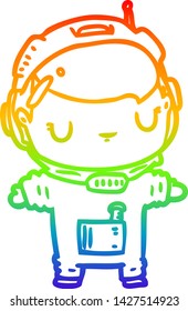 rainbow gradient line drawing of a cute astronaut