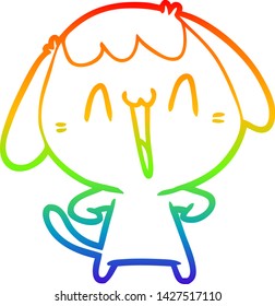 rainbow gradient line drawing of a cute cartoon dog
