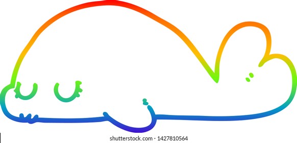 rainbow gradient line drawing of a cute cartoon seal