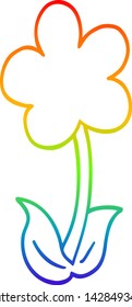 rainbow gradient line drawing of a cute cartoon flower