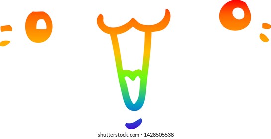 dibujo de línea de gradiente de arco iris de una linda cara de caricatura