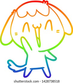 rainbow gradient line drawing of a cute cartoon dog