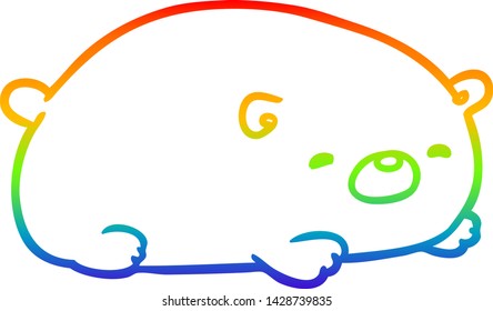 rainbow gradient line drawing of a cute polar bear
