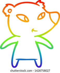 rainbow gradient line drawing of a cute cartoon bear