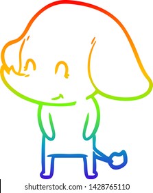 dibujo de una linea de gradiente arco iris de un tierno elefante de dibujos animados