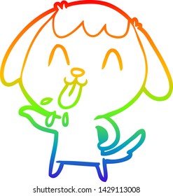 Regenbogengradientenzeichnung eines süßen Cartoon-Hundes