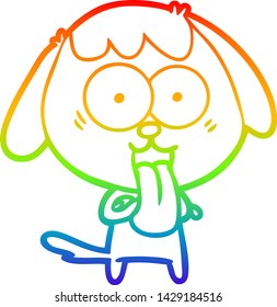 dibujo de una linea de gradiente de arco iris de un lindo perro de dibujos animados