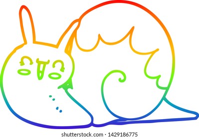 rainbow gradient line drawing of a cute cartoon snail