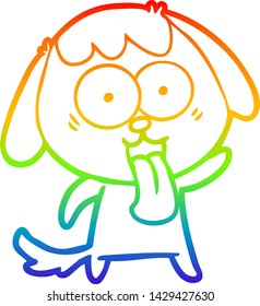 dibujo de una linea de gradiente de arco iris de un lindo perro de dibujos animados