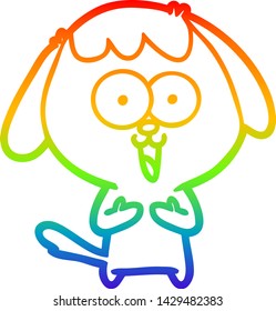 desenho de linha de gradiente arco-íris de um cachorro de desenho animado bonito