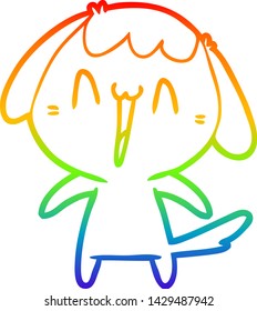 dibujo de una linea de gradiente de arco iris de un lindo perro de dibujos animados