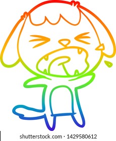 rainbow gradient line drawing of a cute cartoon dog barking
