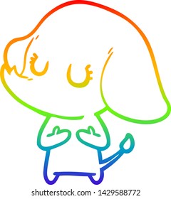 Regenbogengradientenzeichnung eines süßen Cartoon-Elefanten