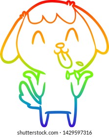 rainbow gradient line drawing of a cute cartoon dog