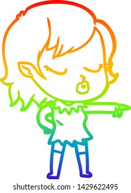 Regenbogen-Farbverlauf-Linie Zeichnung einer süßen Cartoon Vampire Mädchen