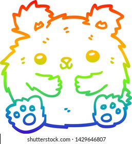 rainbow gradient line drawing of a cute cartoon bear