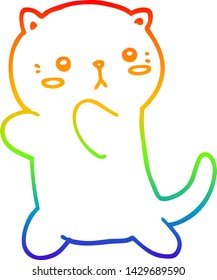 dibujo de una linea de gradiente de arco iris de un lindo gato de dibujos animados