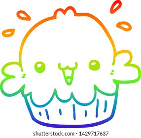 rainbow gradient line drawing of a cute cartoon pie