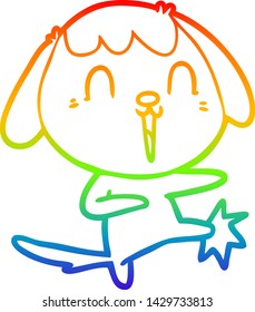 rainbow gradient line drawing of a cute cartoon dog