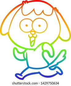 Regenbogengradientenzeichnung eines süßen Cartoon-Hundes