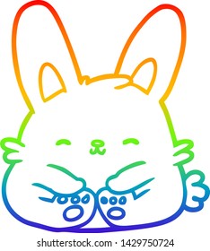 rainbow gradient line drawing of a cute bunny rabbit