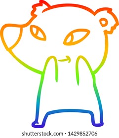 Regenbogengradientenzeichnung eines süßen Cartoon-Bären