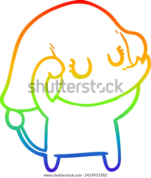 Rainbow Gradient Line Drawing Cute Cartoon Stock Vector Royalty