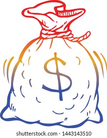 rainbow gradient line drawing of a dollar