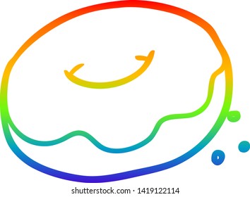 rainbow gradient line drawing of a donut with sprinkles