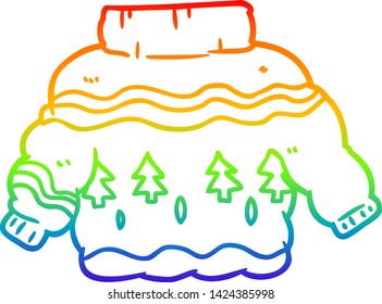 dibujo de una línea degradada de arcoiris de un vergonzoso saltador de navidad