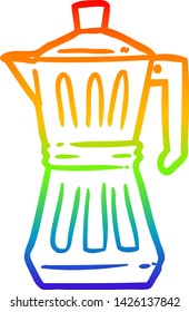 rainbow gradient line drawing of a espresso maker