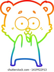 Regenbogengradientenzeichnung einer aufgeregten Teddybärenkartoon