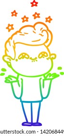 dibujo de la línea de gradiente del arco iris de una caricatura de un hombre emocionado