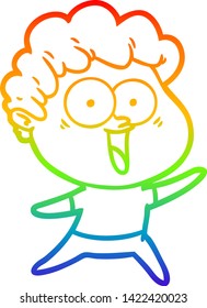 rainbow gradient line drawing of a excited man cartoon