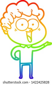 rainbow gradient line drawing of a excited man cartoon