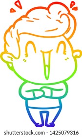 dibujo de la línea de gradiente del arco iris de una caricatura de un hombre emocionado