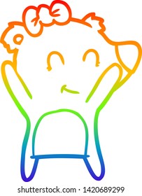 rainbow gradient line drawing of a female polar bear cartoon