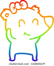 rainbow gradient line drawing of a female polar bear cartoon