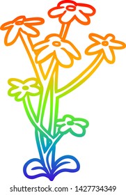 rainbow gradient line drawing of a flower