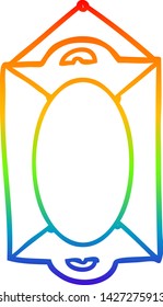 dibujo de línea de gradiente de arco iris de un espejo retrovisor antiguo enmarcado