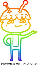 dibujo de una línea de gradiente de arco iris de una caricaturista simpática