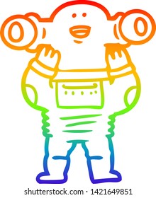 rainbow gradient line drawing of a friendly cartoon alien