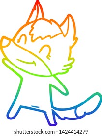 Regenbogen-Farbverlauf-Zeichnung eines freundlichen Cartoon Wolf