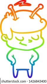 dibujo de una línea de gradiente de arco iris de una caricaturista simpática