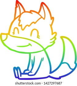 Regenbogen-Farbverlauf-Zeichnung eines freundlichen Cartoon Wolf