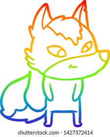 Regenbogen-Farbverlauf-Zeichnung eines freundlichen Cartoon Wolf
