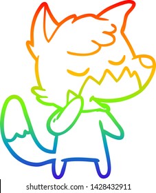 rainbow gradient line drawing of a friendly cartoon fox