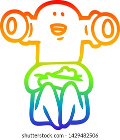 Regenbogen-Farbverlauf-Zeichnung eines freundlichen Cartoon-Aliens