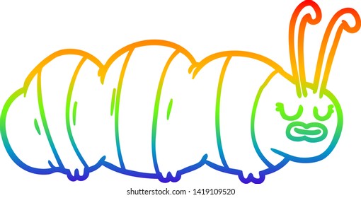rainbow gradient line drawing of a funny cartoon bug