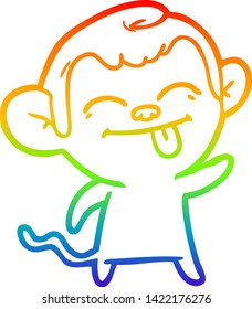 rainbow gradient line drawing of a funny cartoon monkey